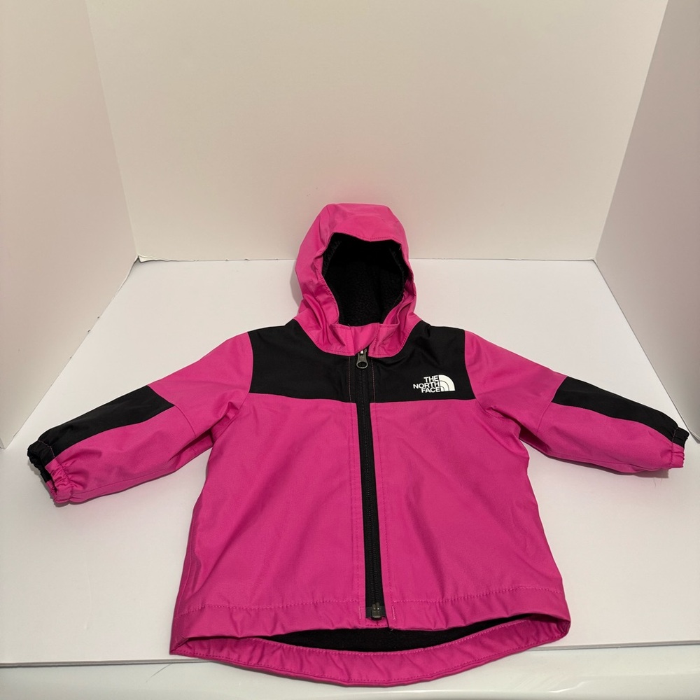 The North Face Infant Pink/Black Fleece Waterproof Rain Jacket Size 3-6 Months